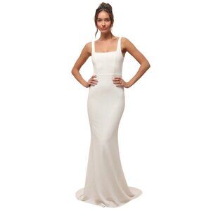 NEW Lulus Regal Classic White‎ Sleeveless Twist-Back Maxi Dress, M, Wedding Gown